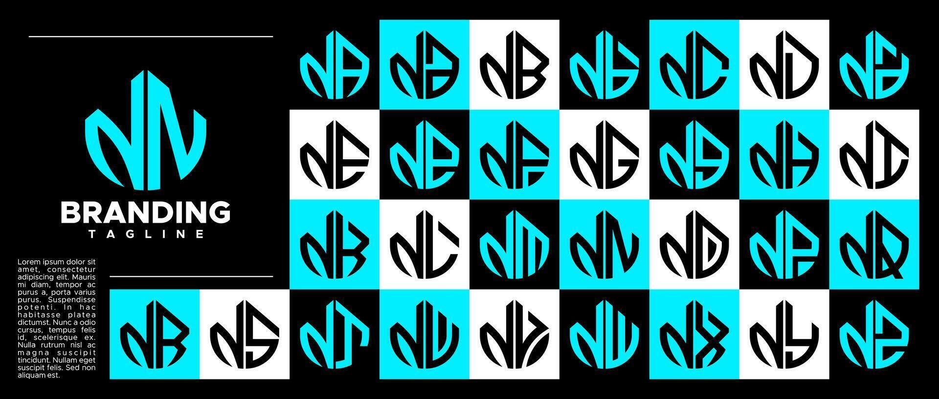 Modern abstract initial letter N NN logo stamp set vector