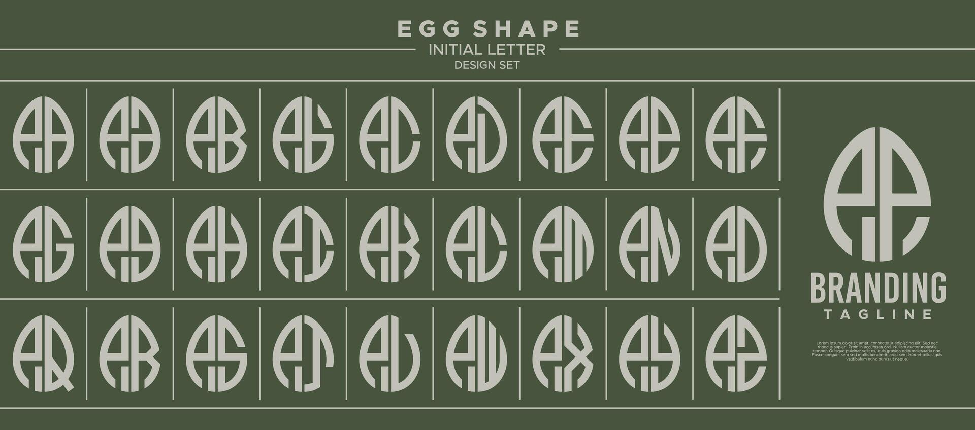 Collection of food egg shape initial letter P PP logo design vector