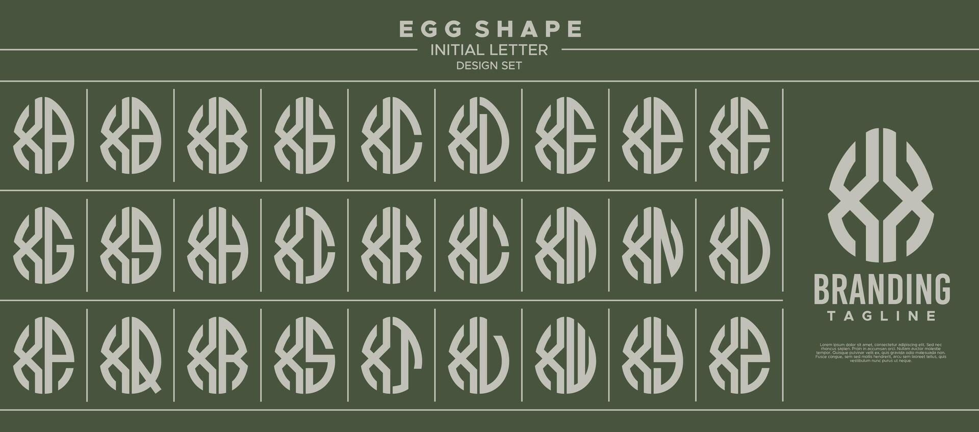 Collection of food egg shape initial letter X XX logo design vector