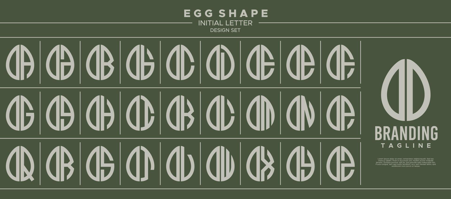 Collection of food egg shape letter O OO logo, number 0 00 design vector