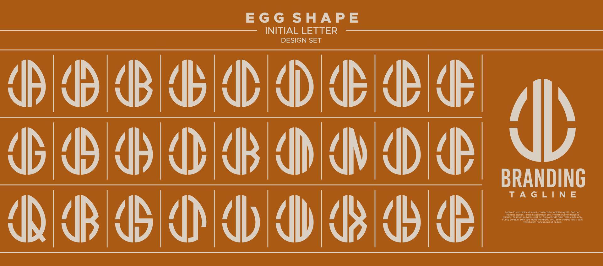 Simple line egg shape stamp letter J JL logo design set vector