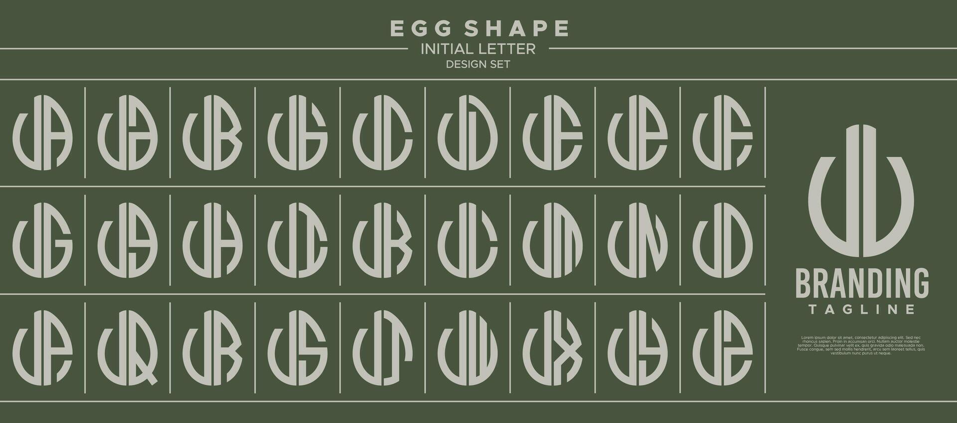 Collection of food egg shape initial letter V VV logo design vector