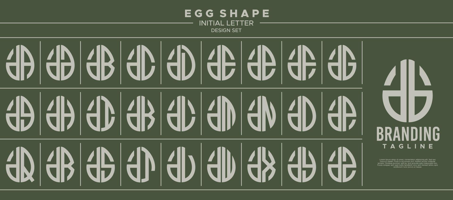 Set of food egg shape lowercase letter D DB logo design vector