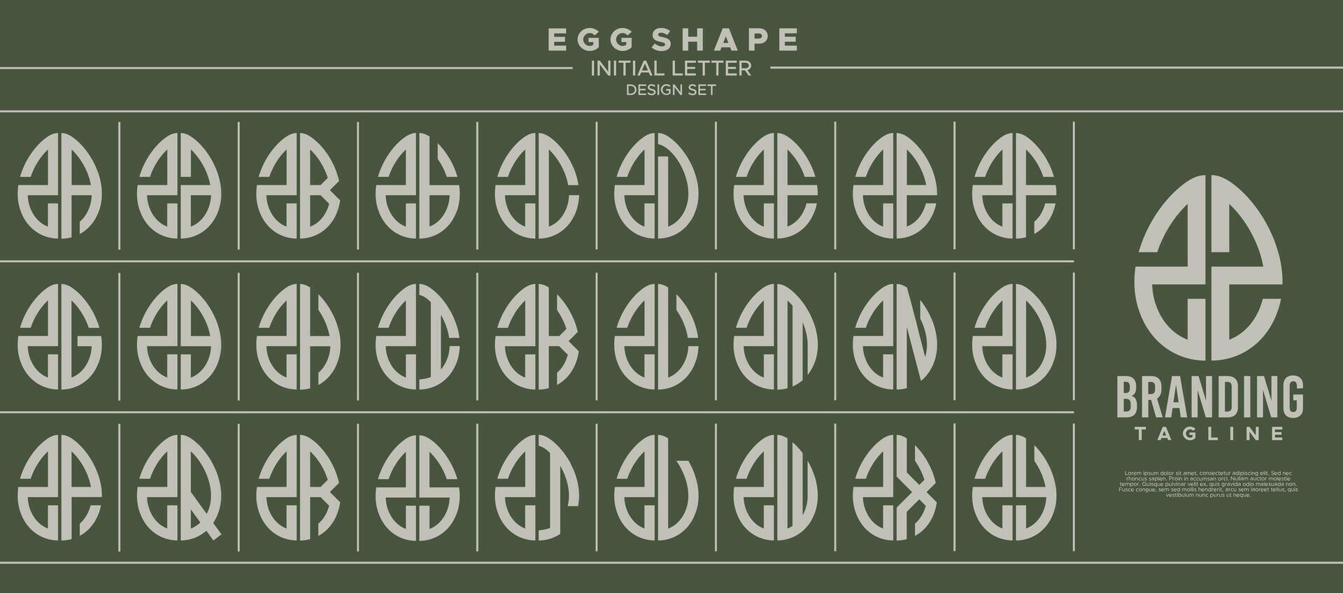 Collection of food egg shape initial letter Z ZZ logo design vector