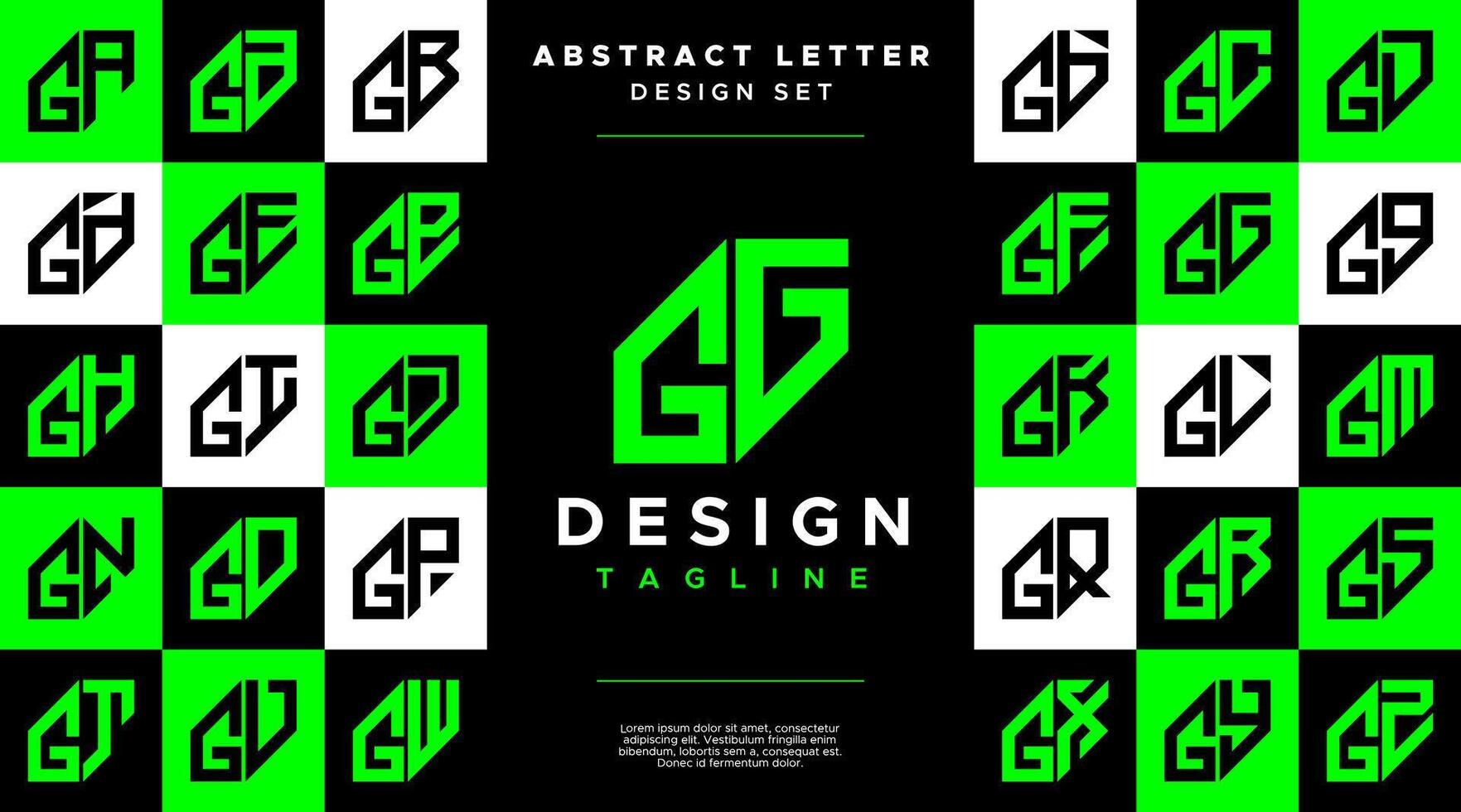 Modern sharp line abstract letter G GG logo bundle vector