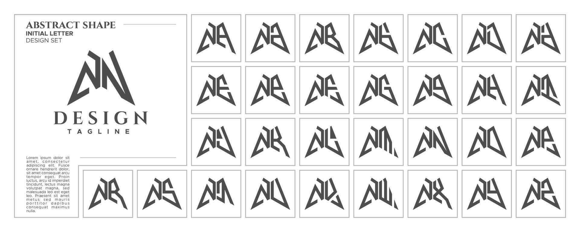 plano línea agudo resumen forma letra norte nn logo sello conjunto vector