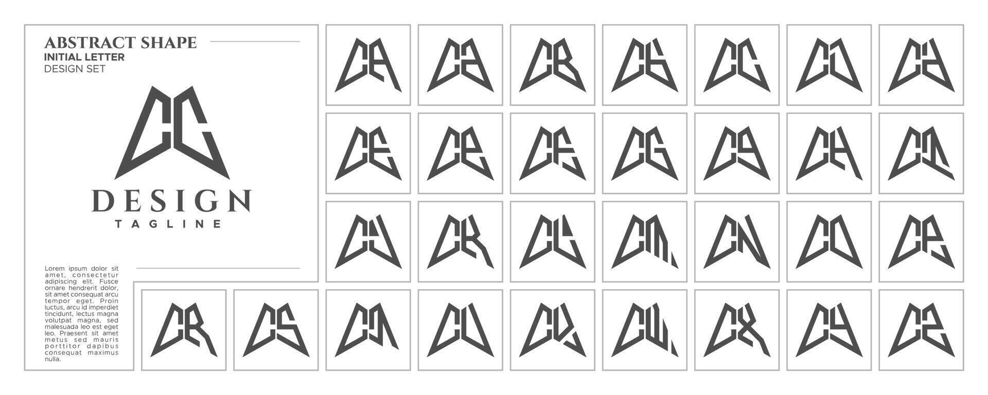 plano línea agudo resumen forma letra C cc logo sello conjunto vector