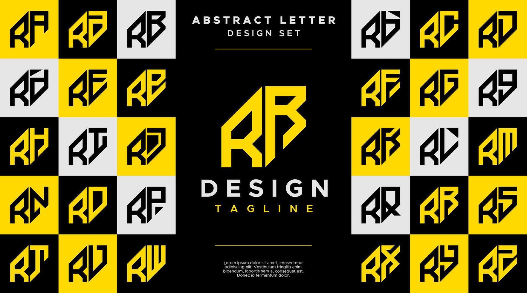 Simple business abstract letter R RR logo design set vector
