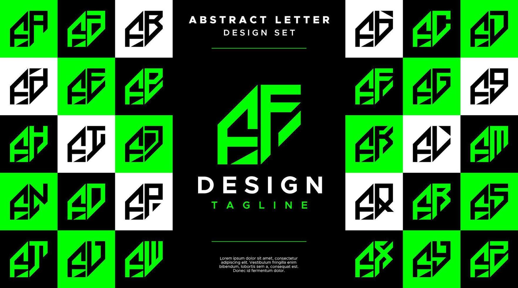 Modern sharp line abstract letter F FF logo bundle vector