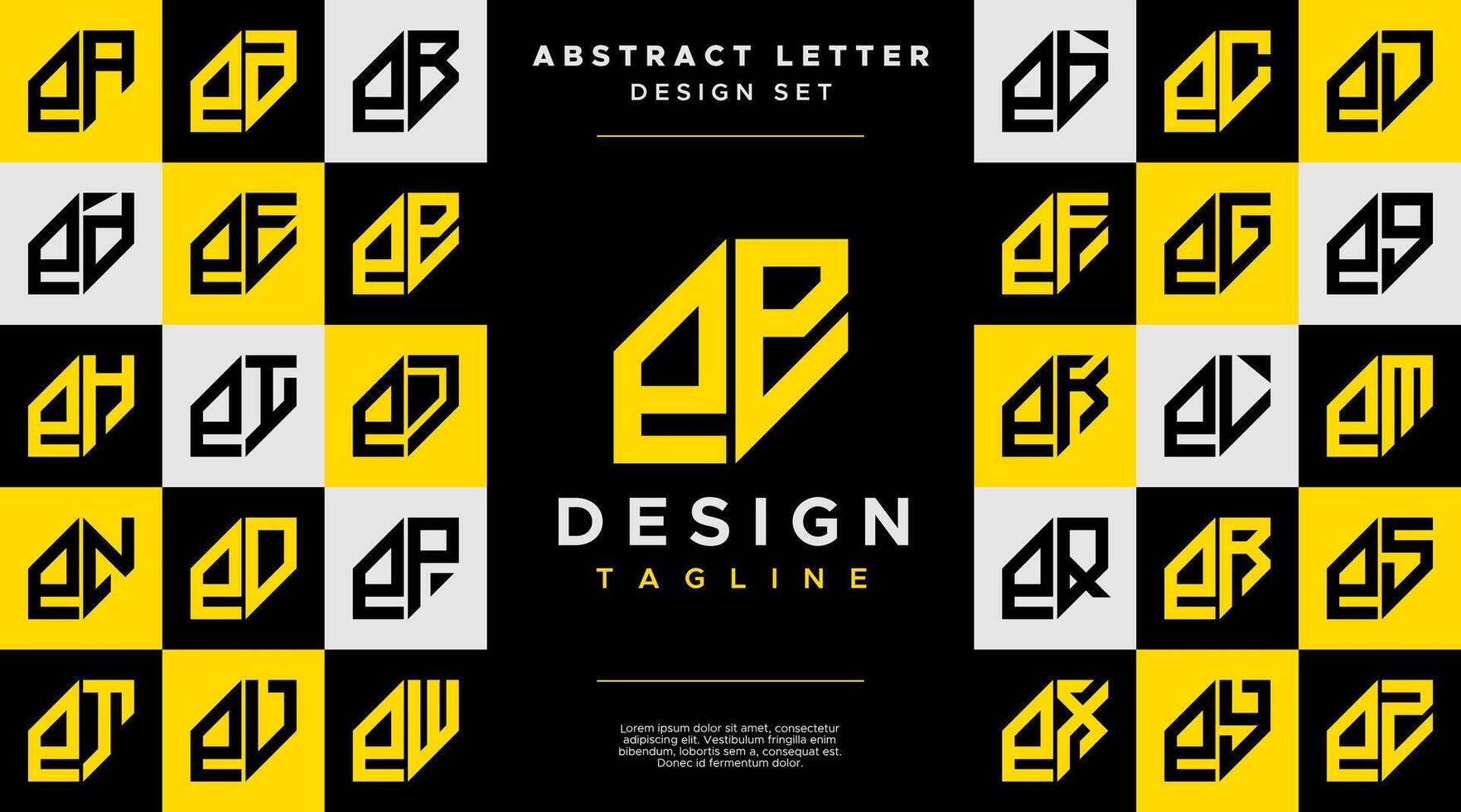 Simple business abstract lowercase letter E EE logo design set vector