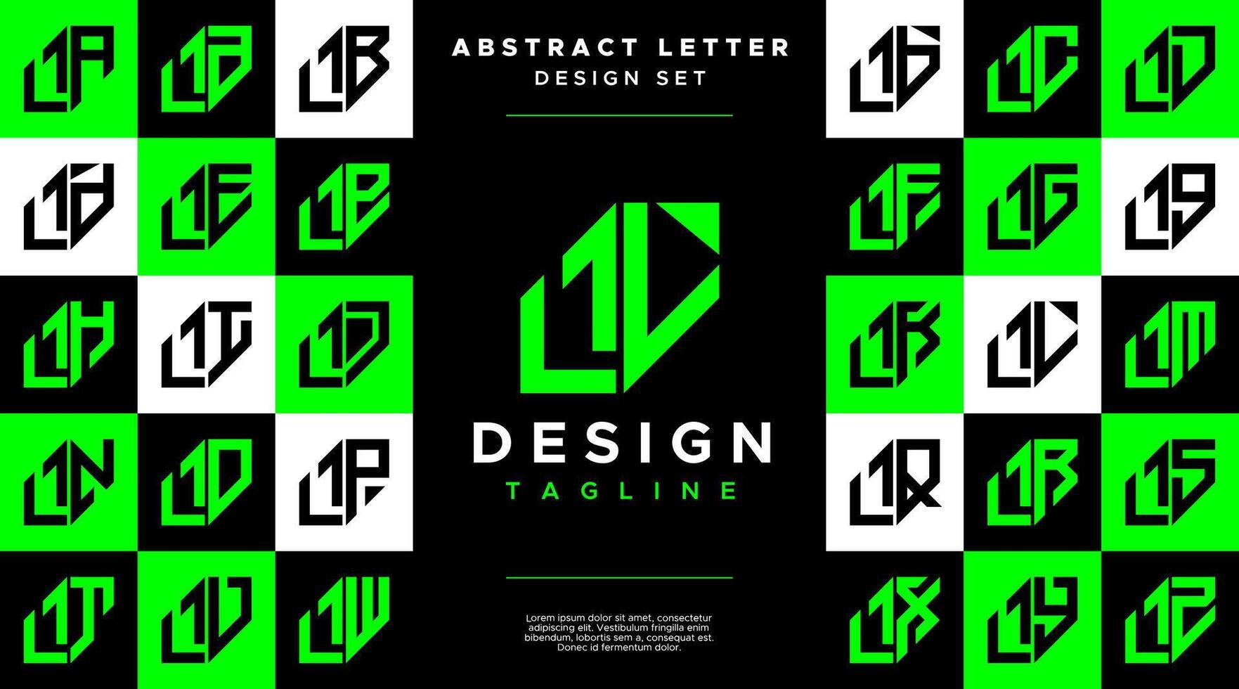 Modern sharp line abstract letter L LL logo bundle vector