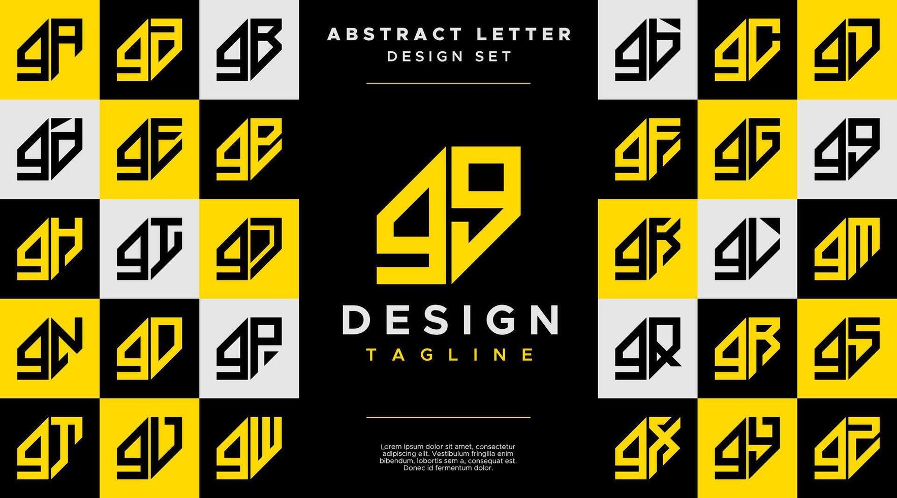 Business abstract lowercase letter G GG logo, number 9 99 design set vector