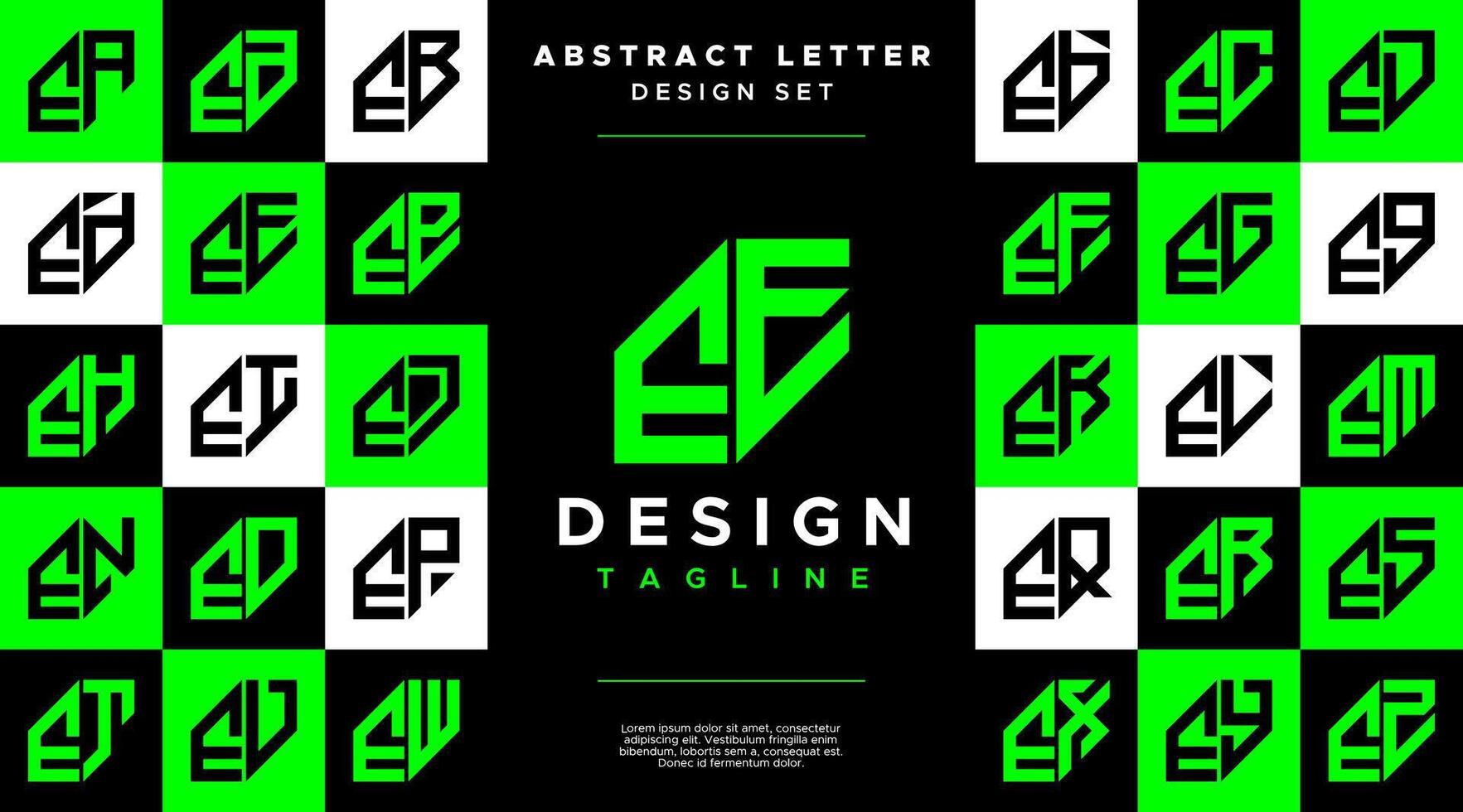 Modern sharp line abstract letter E EE logo bundle vector