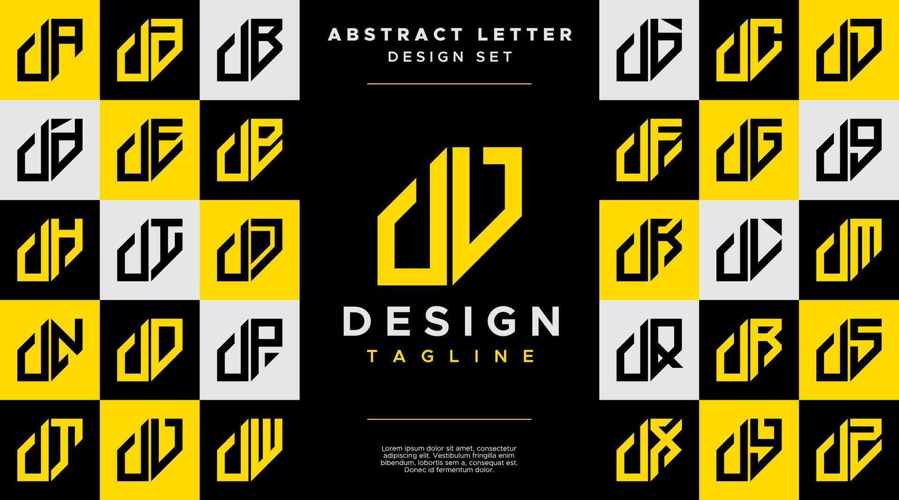 Simple business abstract letter U UU logo design set vector