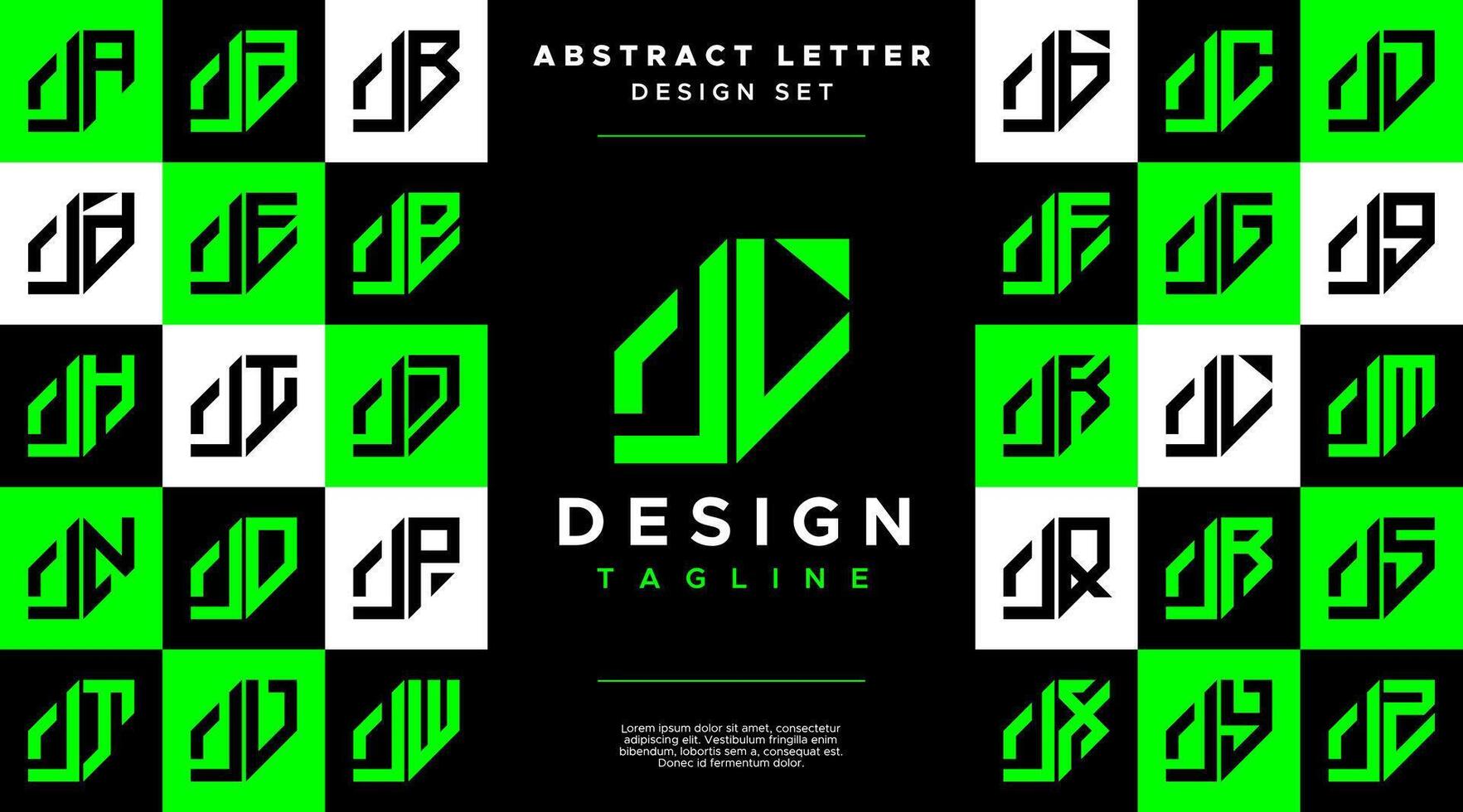 Modern sharp line abstract letter J JL logo bundle vector