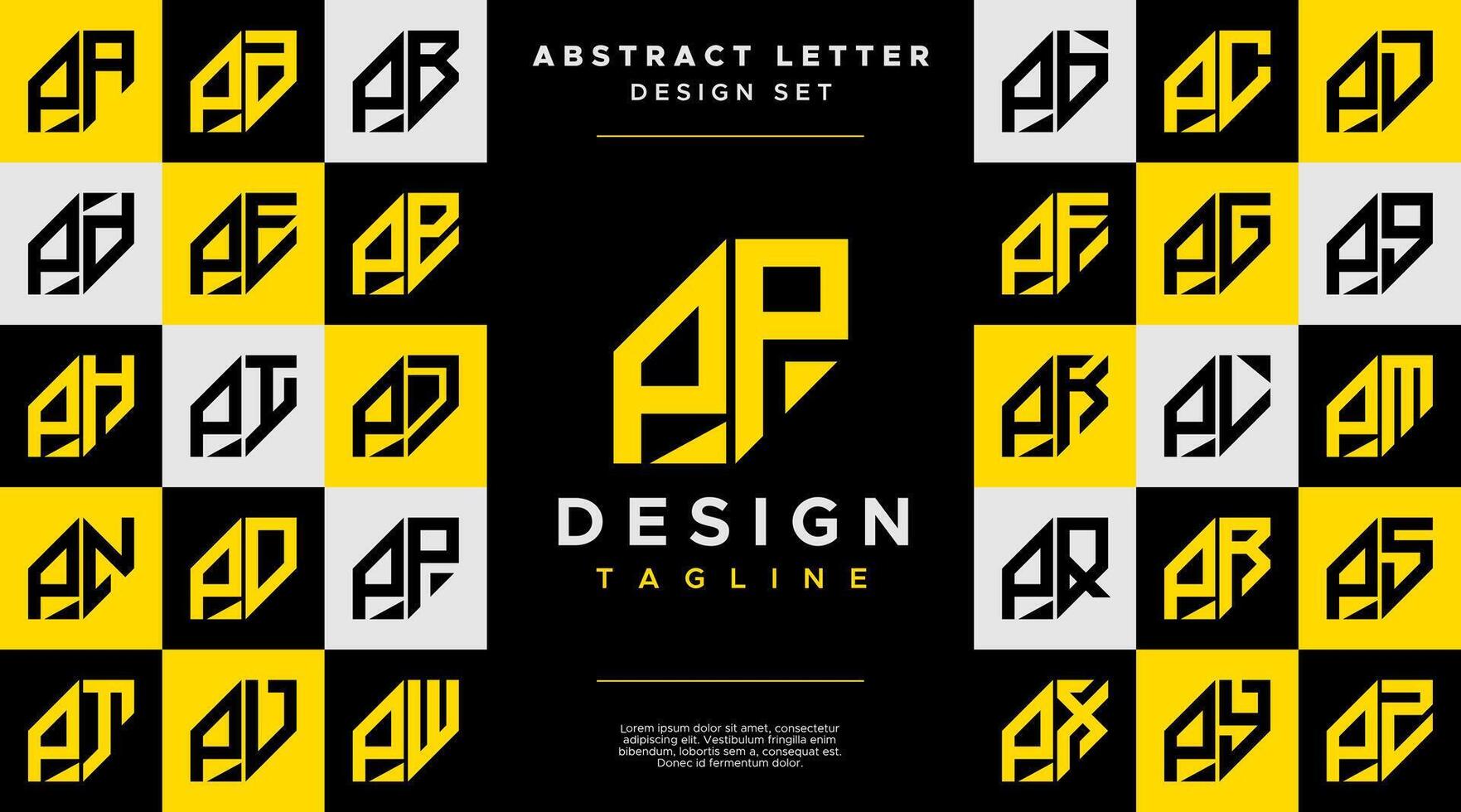 Simple business abstract letter P PP logo design set vector