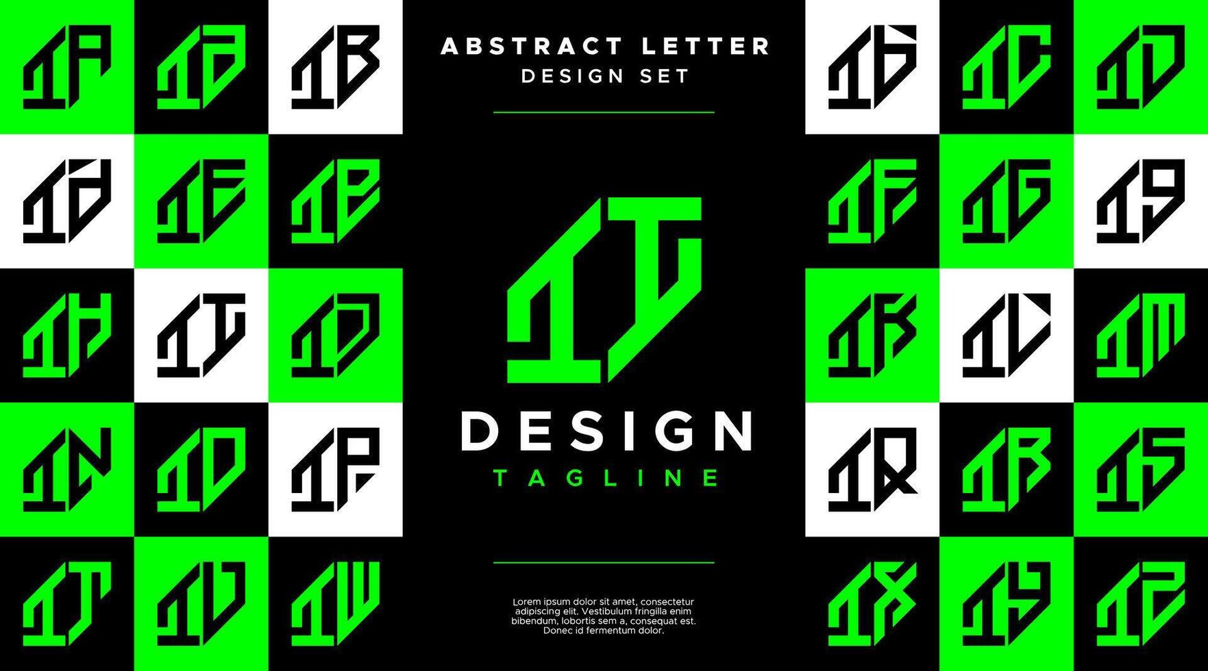 Modern sharp line abstract letter I II logo bundle vector