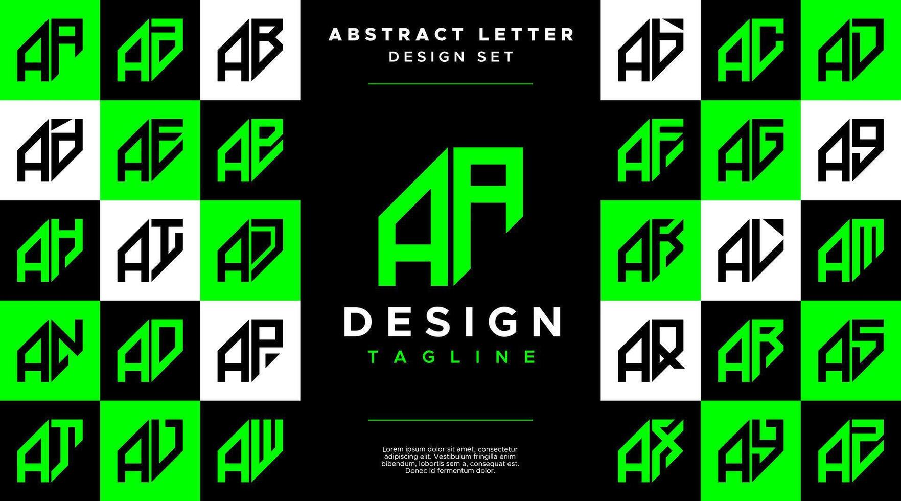 Modern sharp line abstract letter A AA logo bundle vector