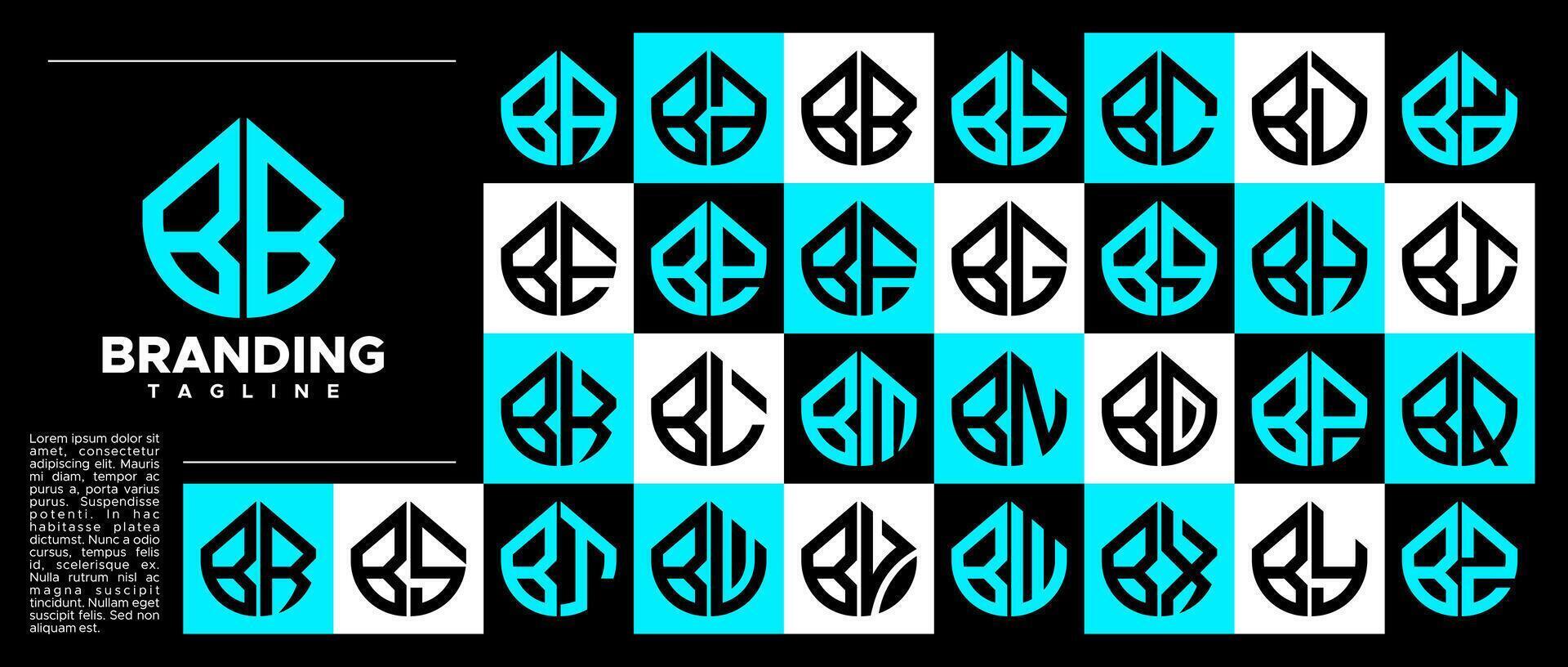 Modern abstract initial letter B BB logo stamp set vector