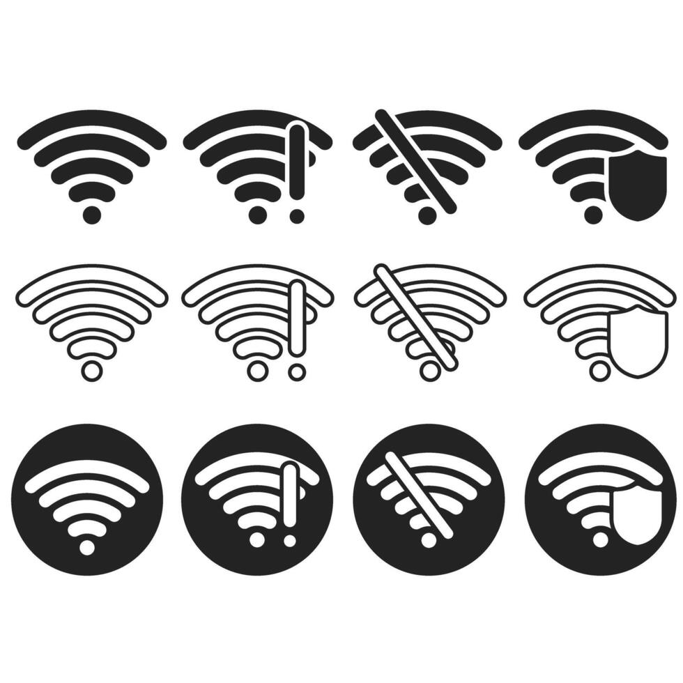 Wifi icono colocar. inalámbrico ilustración firmar recopilación. señal símbolo. vector