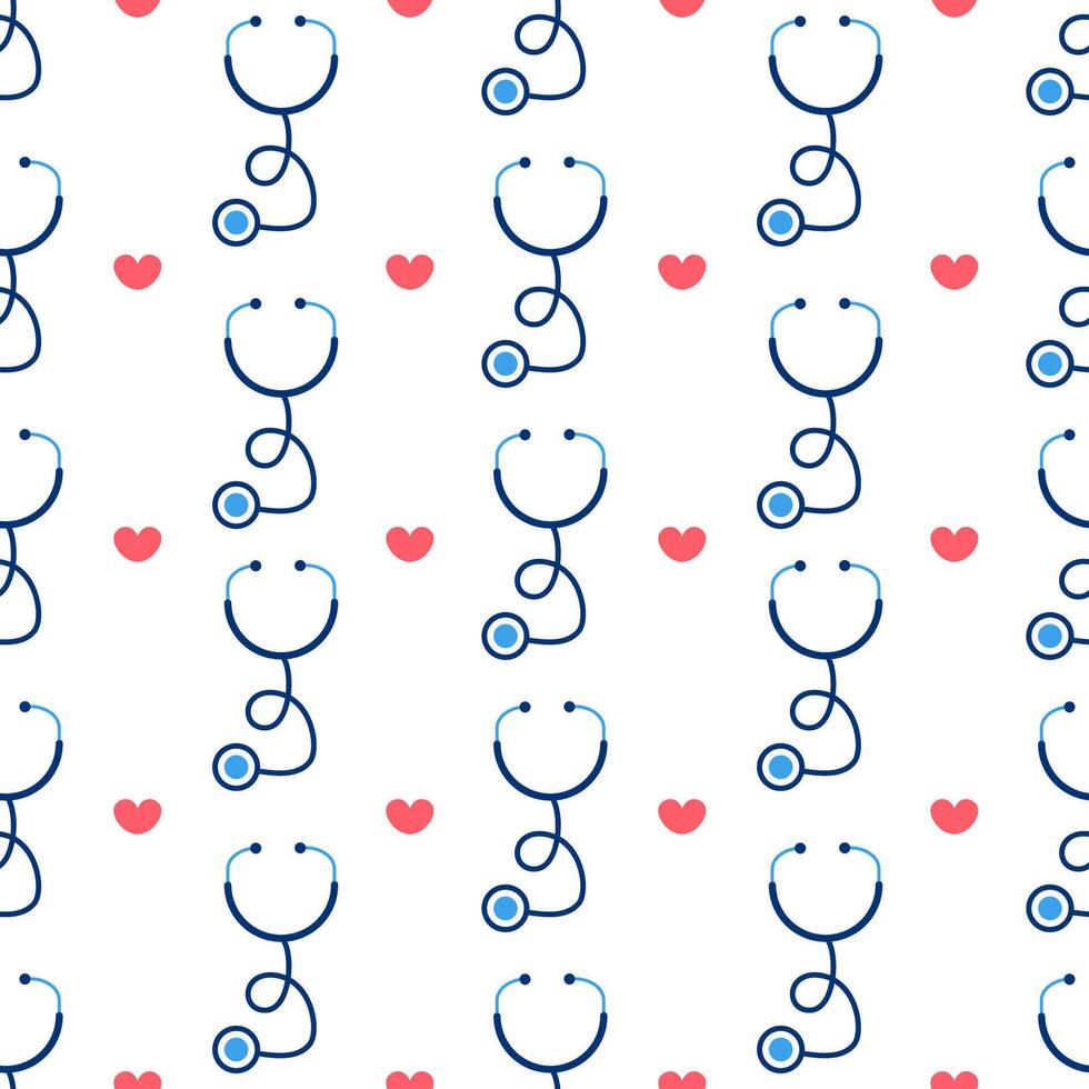 Doctors Day Seamless Pattern Design with Medical Equipment in Template Hand Drawn Cartoon Flat Illustration vector