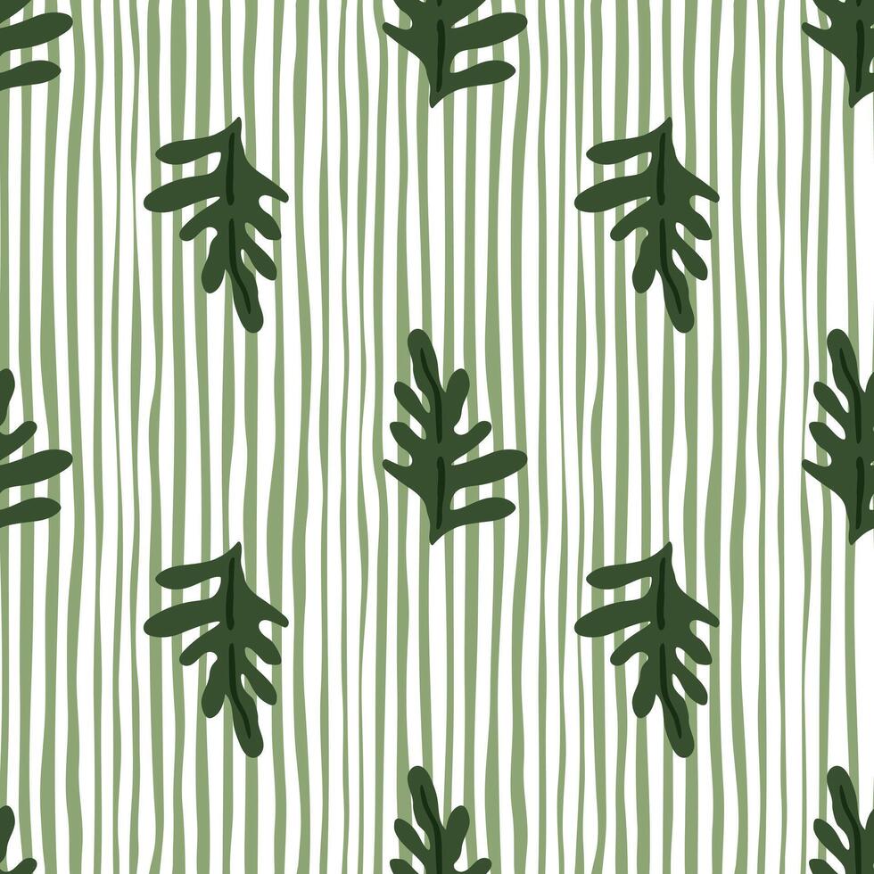 Lush green leaves and exotic plants in a seamless pattern. vector