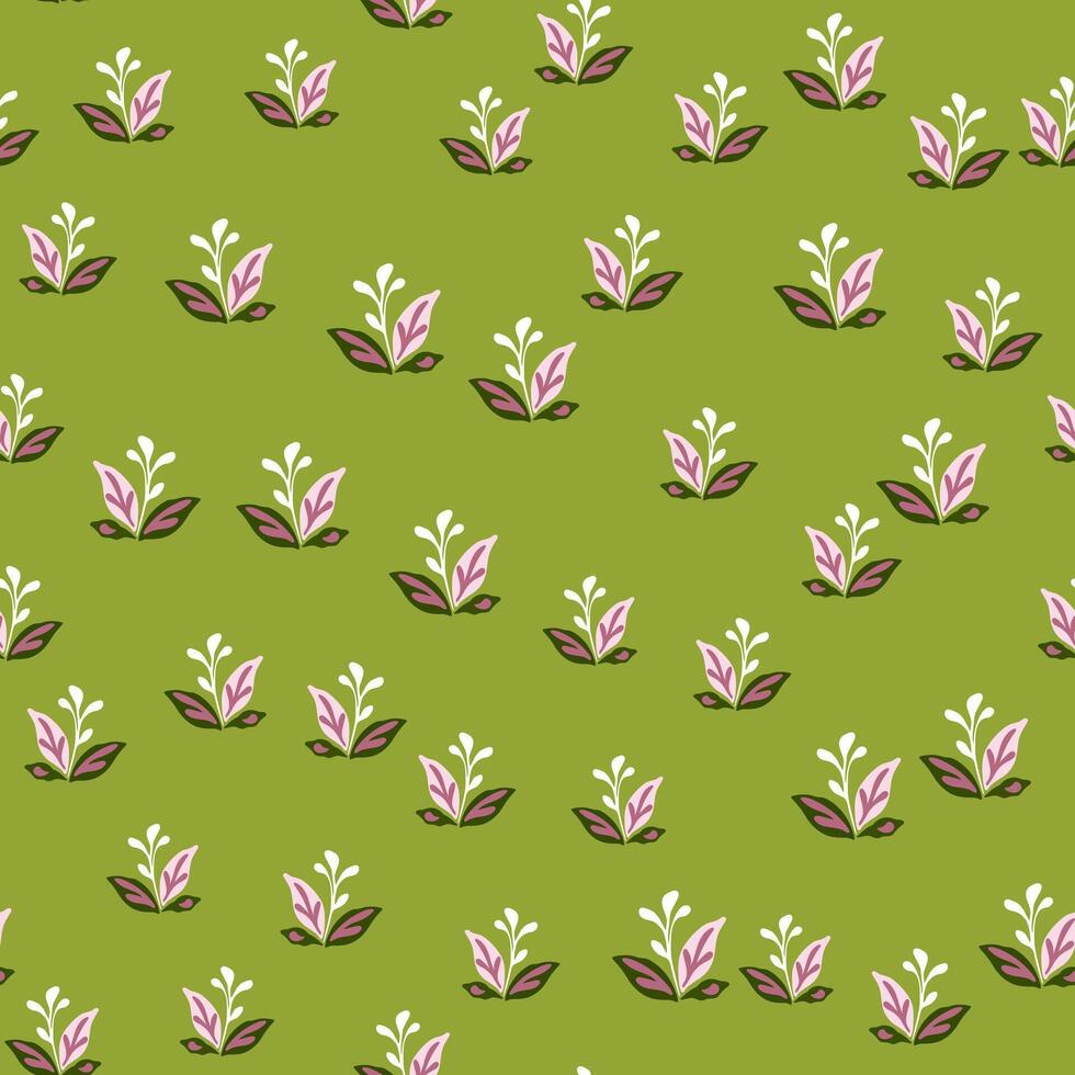 Elegant seamless pattern featuring hand-drawn leaves and florals. vector