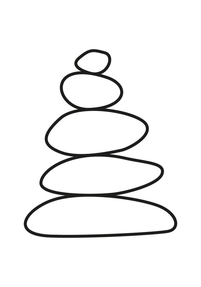 Outline balance pebble stone silhouette. Minimalist black and white zen rock shape line art. vector
