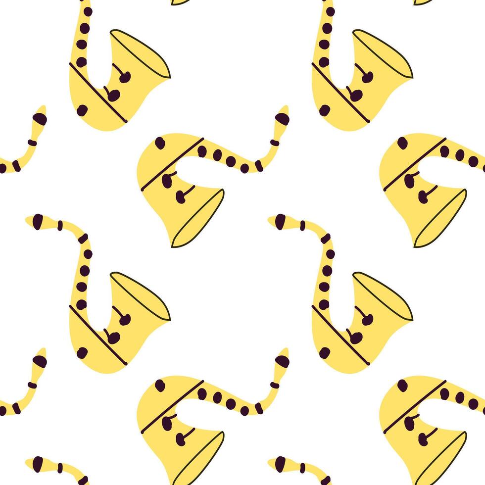 Seamless pattern for music festival, background with musical saxophone vector