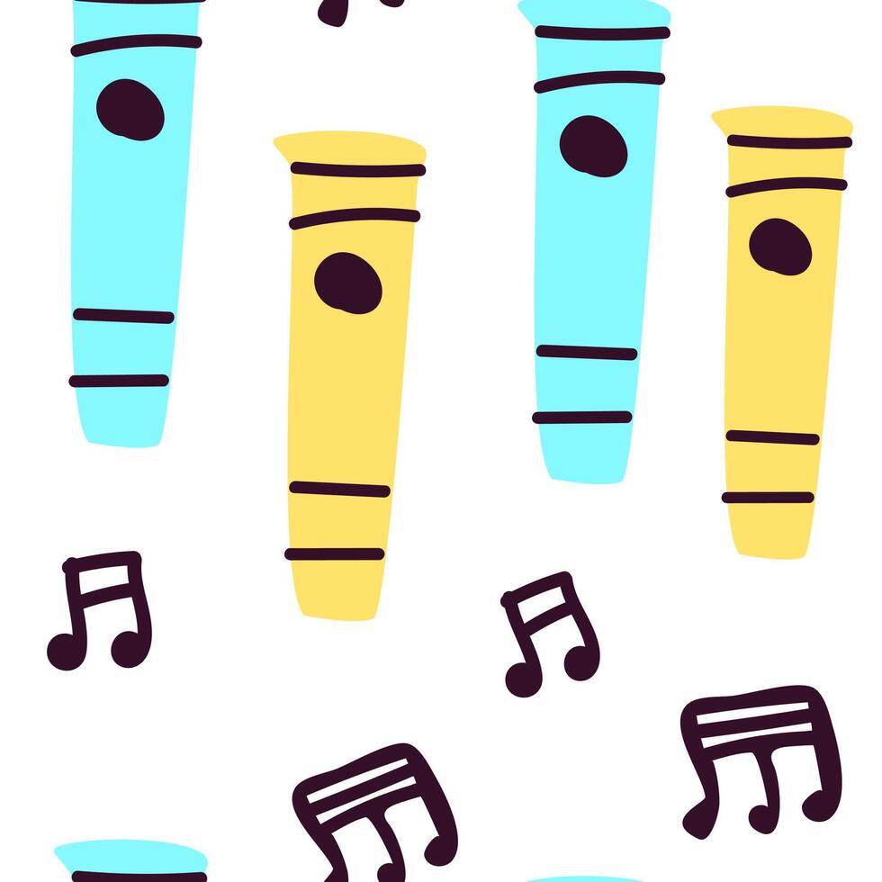 Seamless pattern for music festival. Bright background design with musical flute vector