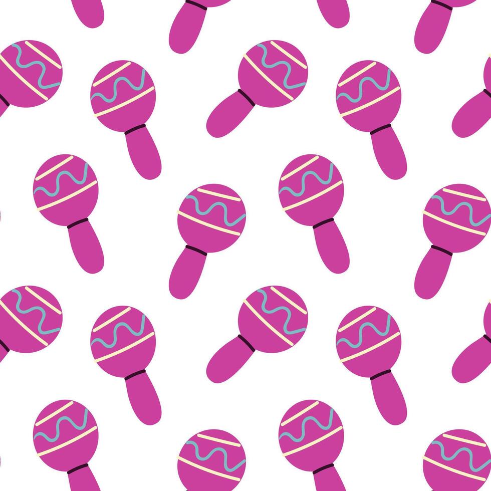 Cute mexican maracas music instrument seamless pattern vector