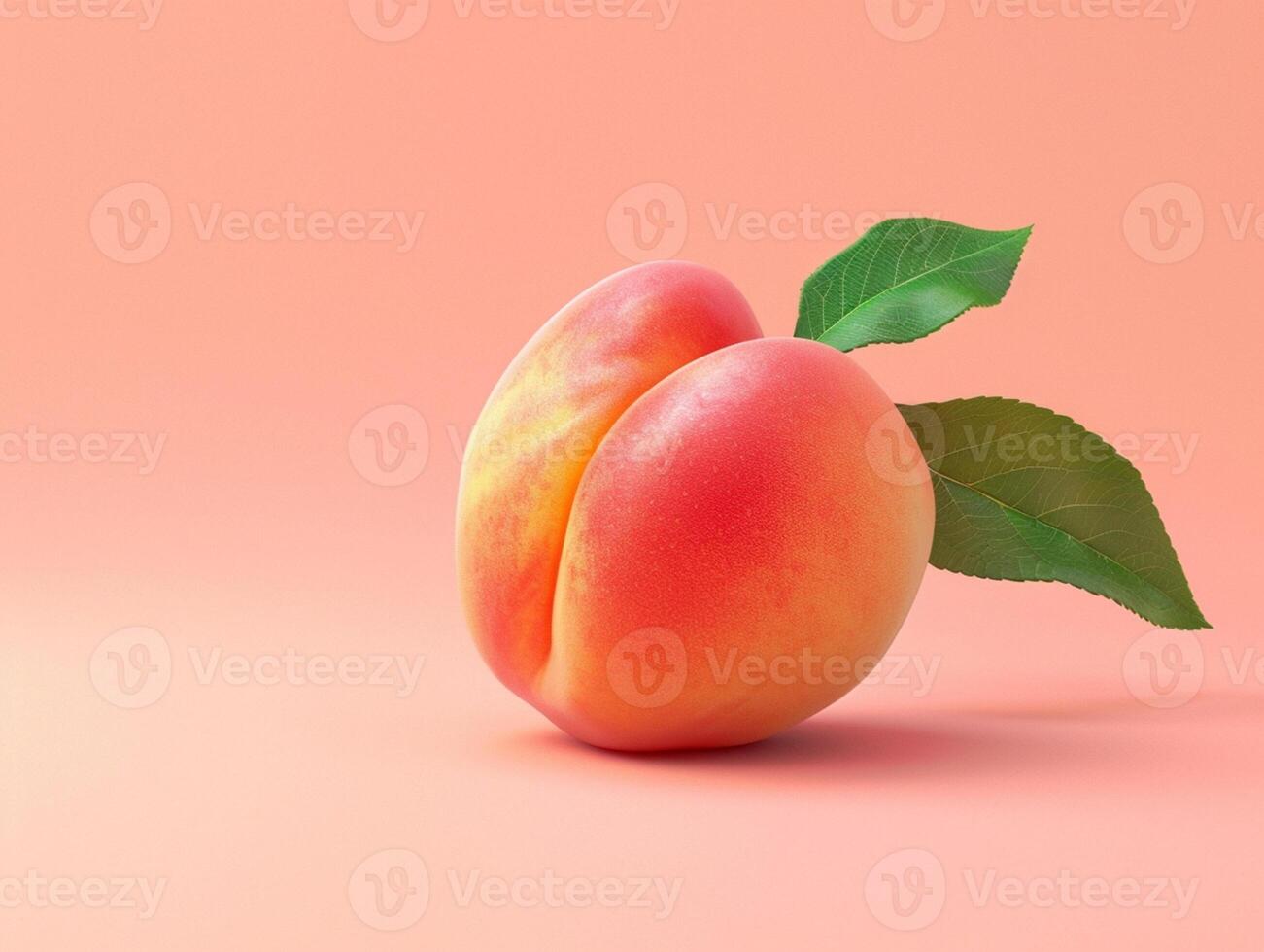 Ripe sweet peach nectarine. Background of peach pastel color. Aesthetic macro photography photo