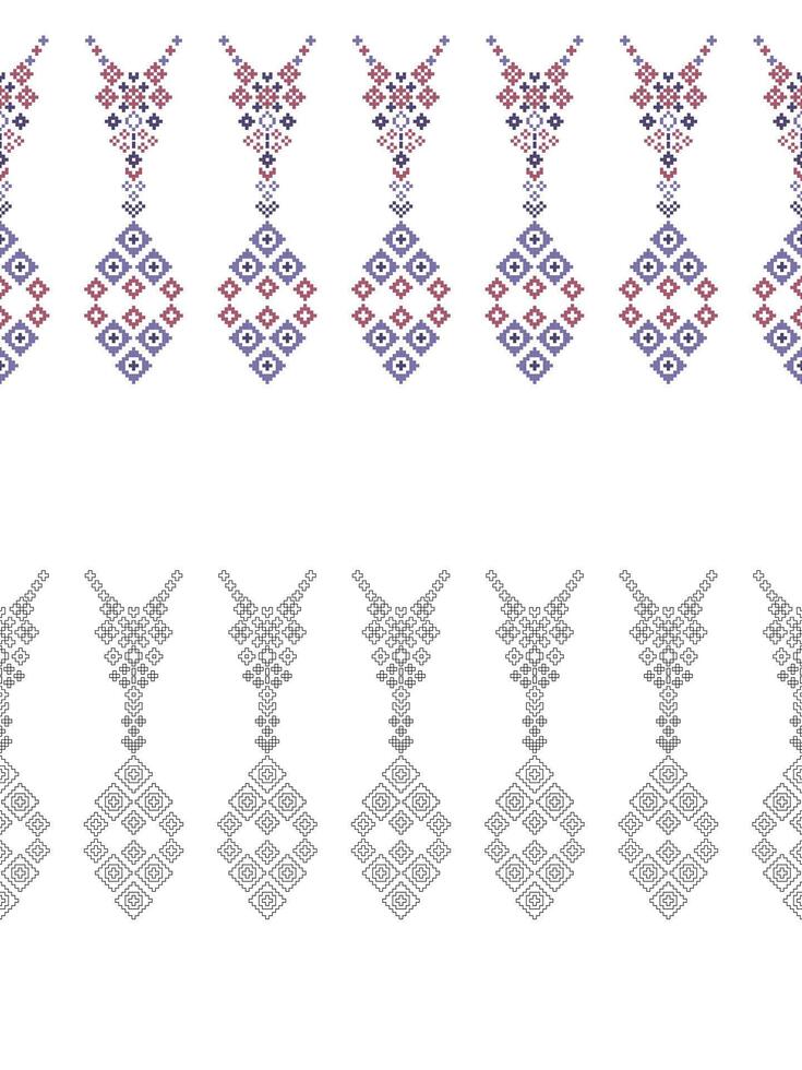 tradicional étnico motivos ikat geométrico tela modelo cruzar puntada.ikat bordado étnico colorante pintar píxel blanco antecedentes. resumen, ilustración. textura, decoración, papel tapiz. vector