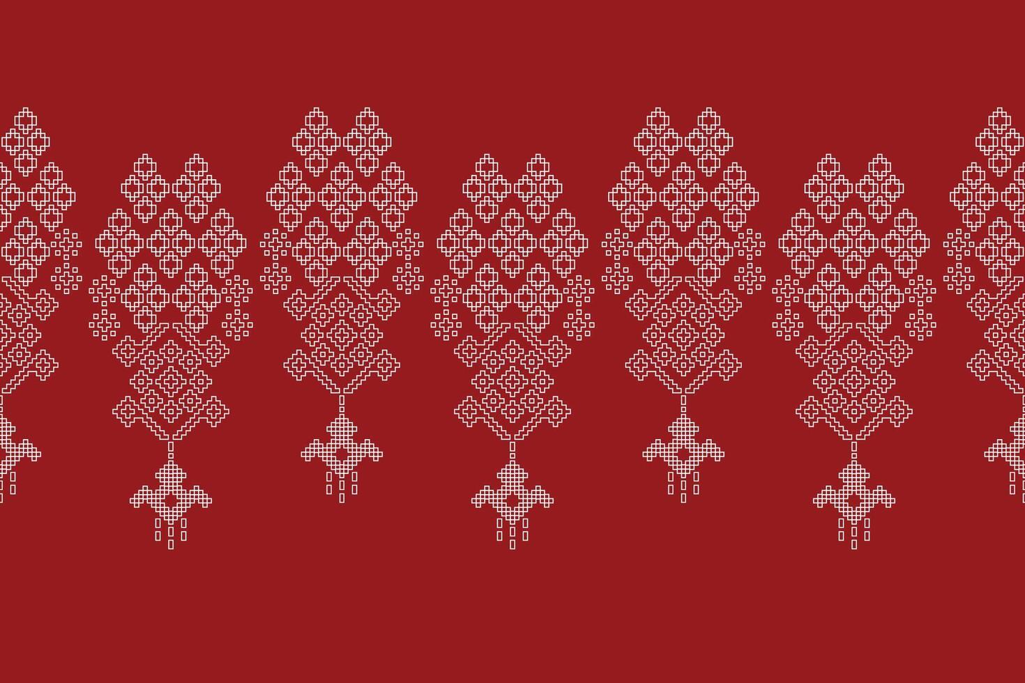 tradicional étnico motivos ikat geométrico tela modelo cruzar puntada.ikat bordado étnico oriental píxel rojo antecedentes. resumen, ilustración. textura,navidad,decoración,papel tapiz. vector