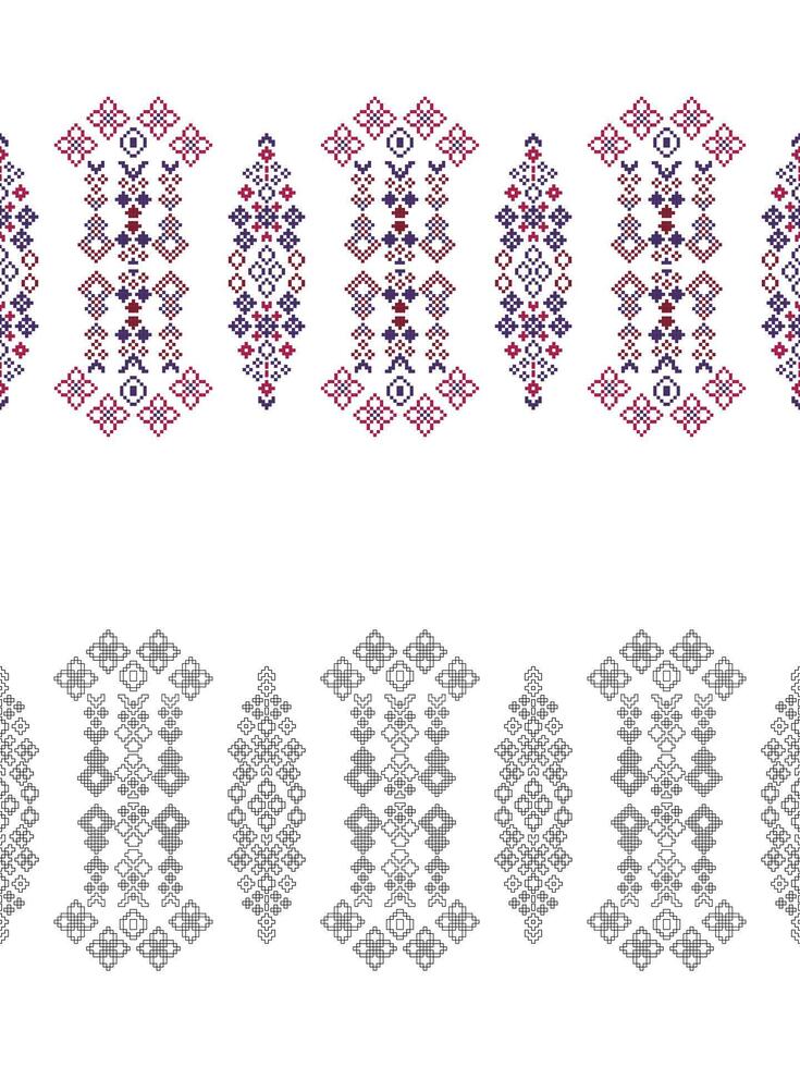 tradicional étnico motivos ikat geométrico tela modelo cruzar puntada.ikat bordado étnico colorante pintar píxel blanco antecedentes. resumen, ilustración. textura, decoración, papel tapiz. vector