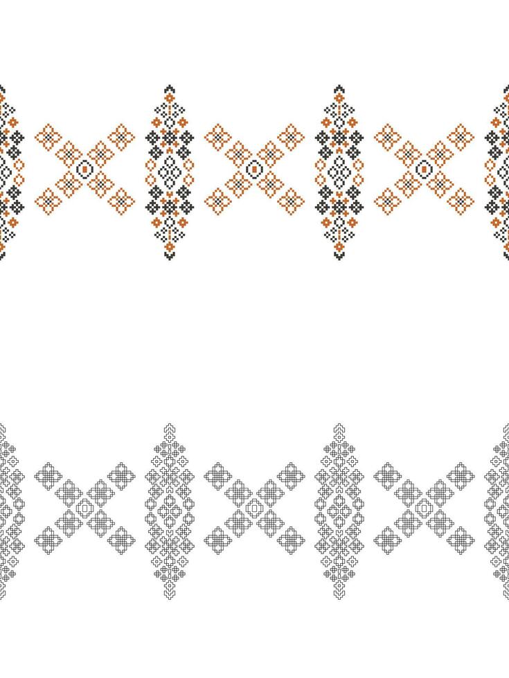 Traditional ethnic motifs ikat geometric fabric pattern cross stitch.Ikat embroidery Ethnic coloring paint pixel white background. Abstract,illustration. Texture,decoration,wallpaper. vector