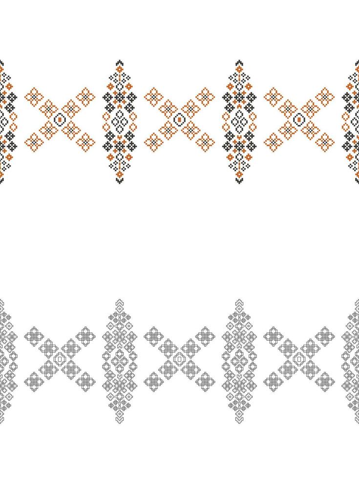 Traditional ethnic motifs ikat geometric fabric pattern cross stitch.Ikat embroidery Ethnic coloring paint pixel white background. Abstract,illustration. Texture,decoration,wallpaper. vector