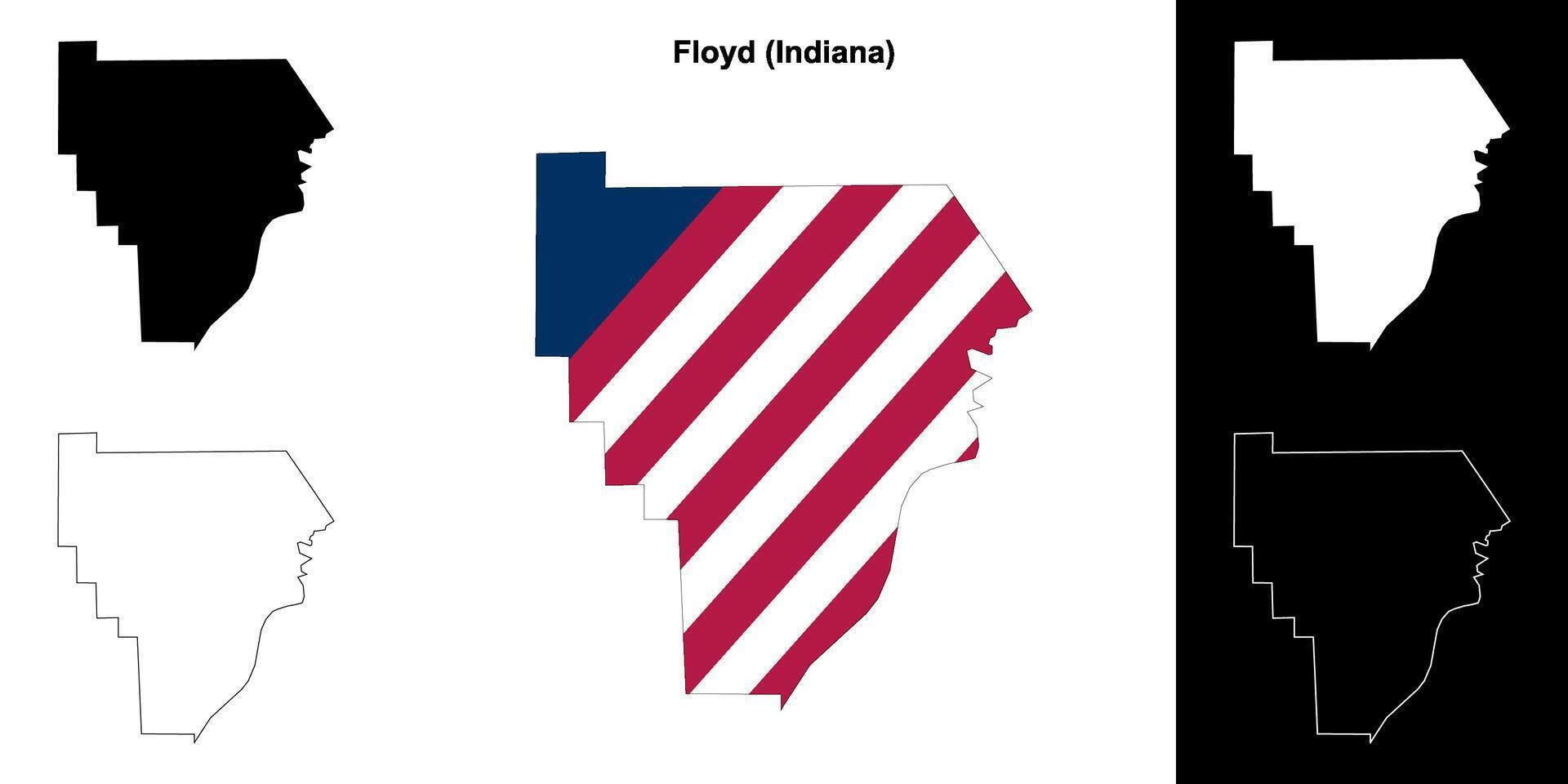 Floyd County, Indiana outline map set vector