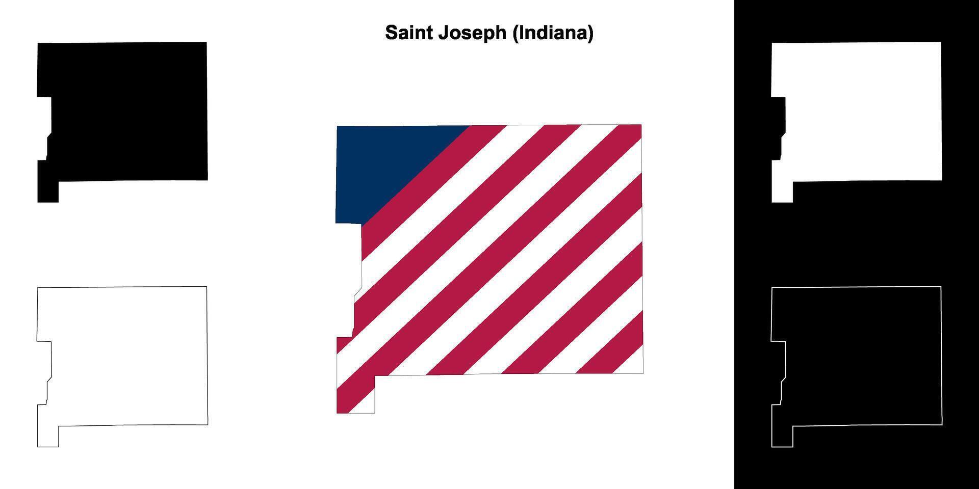 Saint Joseph County, Indiana outline map set vector