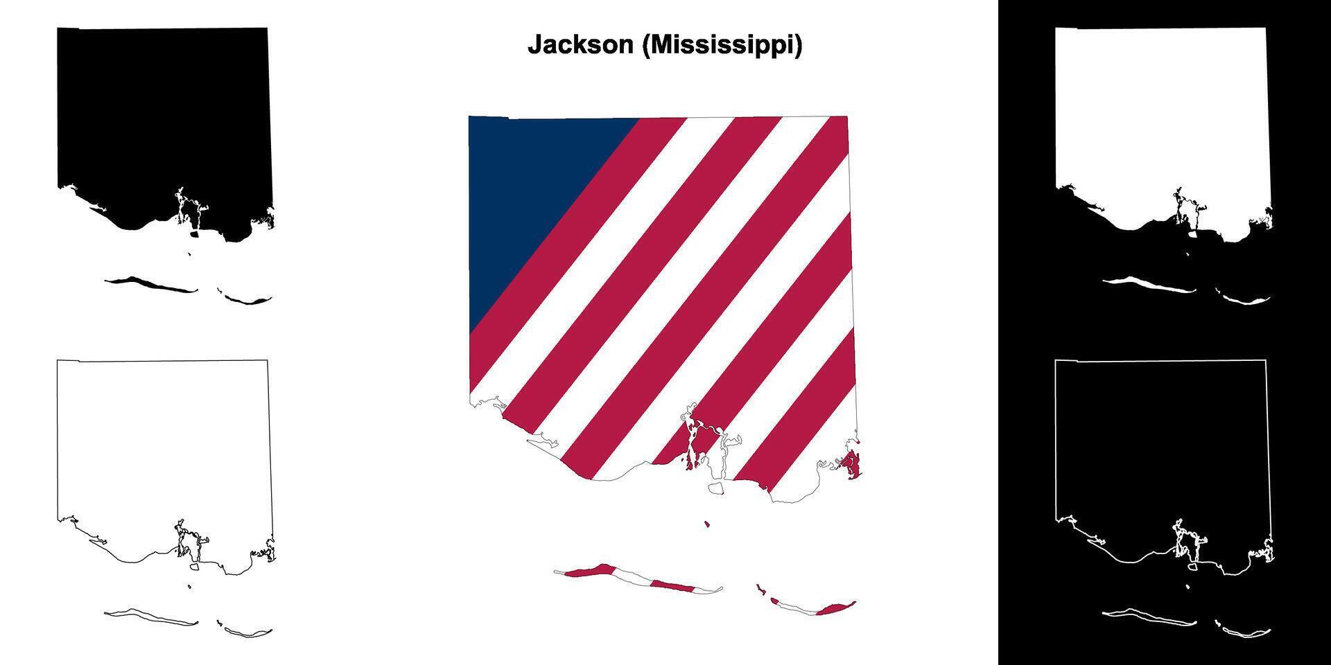 Jackson County, Mississippi outline map set vector