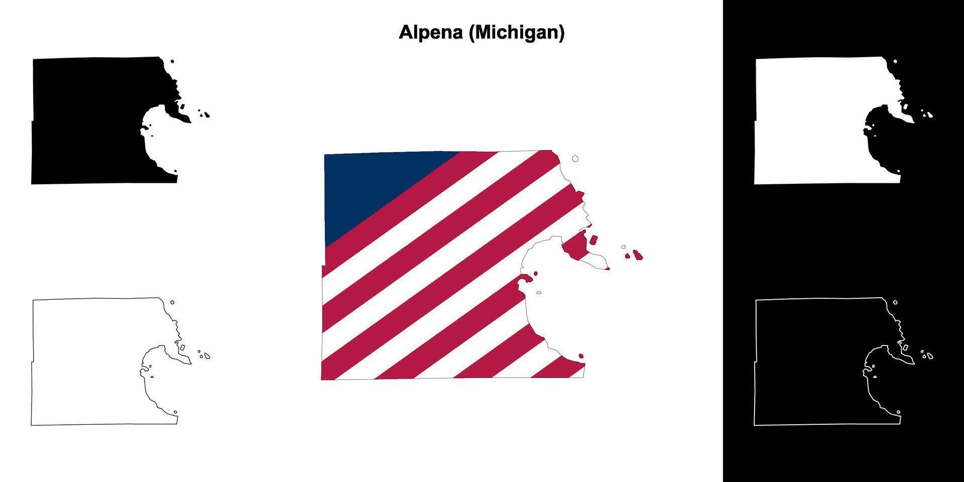 alpena condado, Michigan contorno mapa conjunto vector