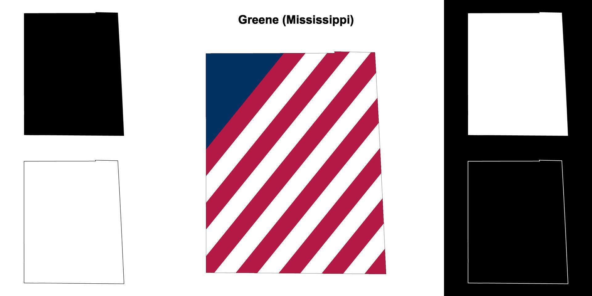 Greene County, Mississippi outline map set vector