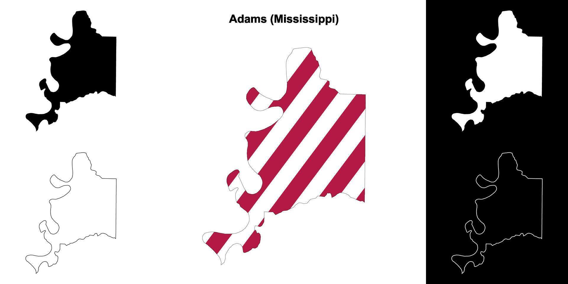 Adams condado, Misisipí contorno mapa conjunto vector