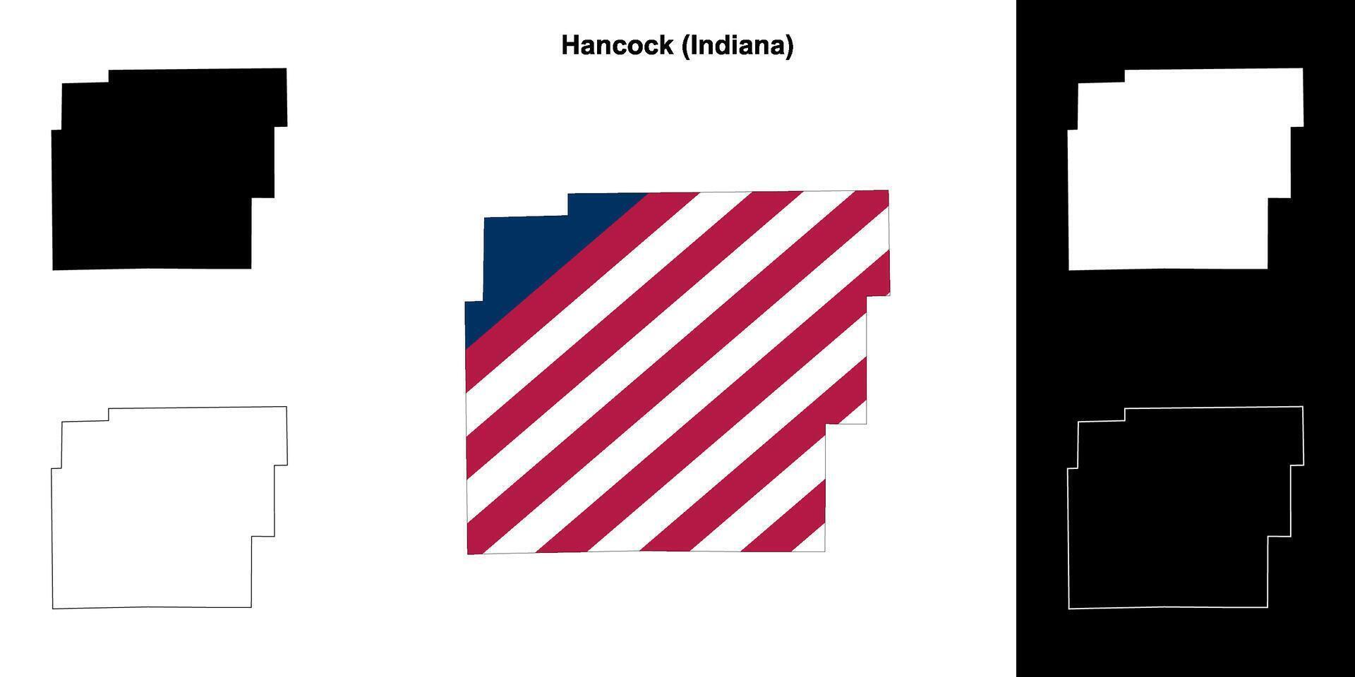 Hancock County, Indiana outline map set vector