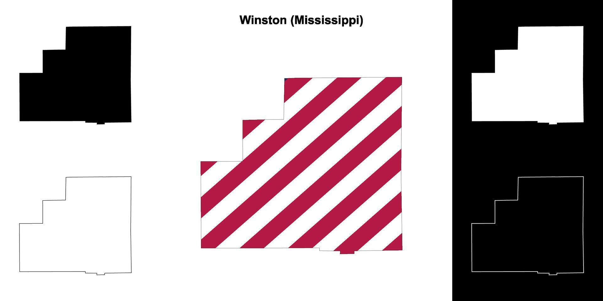 Winston County, Mississippi outline map set vector