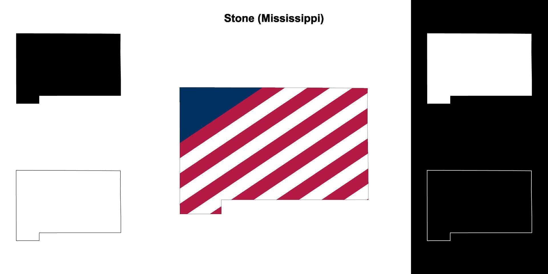 Stone County, Mississippi outline map set vector