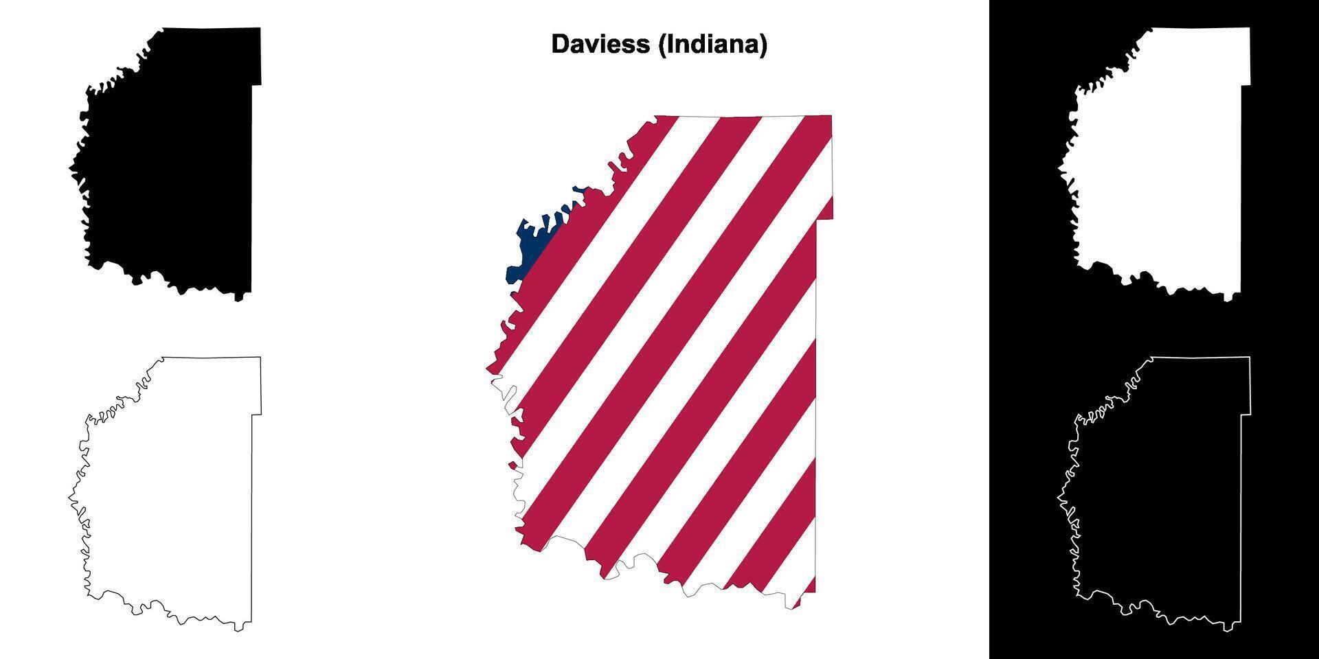 Daviess County, Indiana outline map set vector