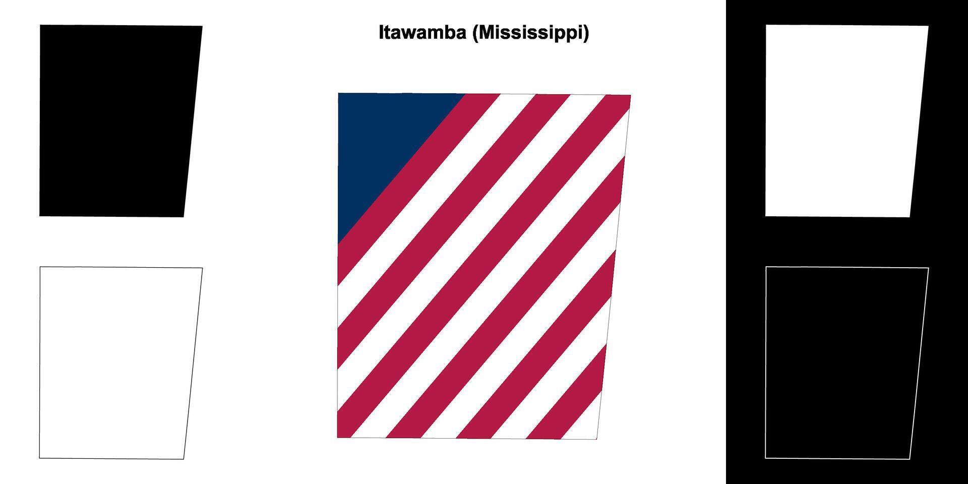 itawamba condado, Misisipí contorno mapa conjunto vector