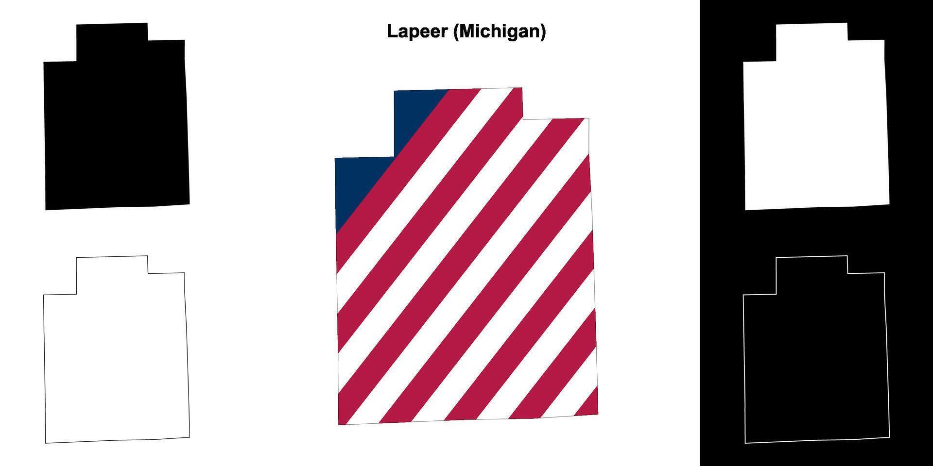 Lapeer County, Michigan outline map set vector