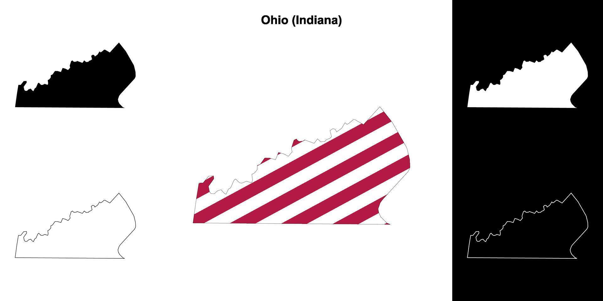 Ohio condado, Indiana contorno mapa conjunto vector